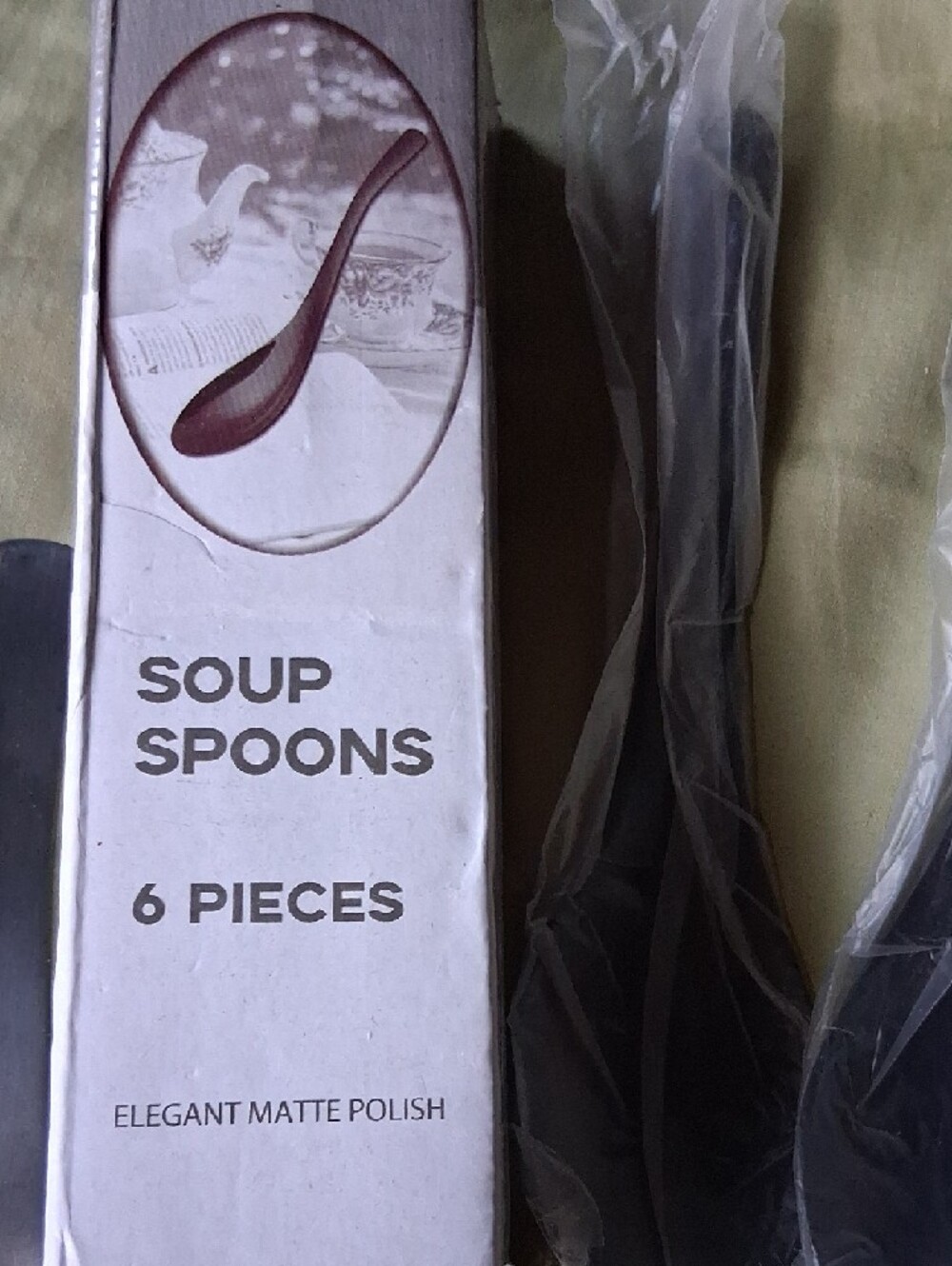 NIB! Matte Black Soup Stainless Steel Spoons - Picture 2 of 6